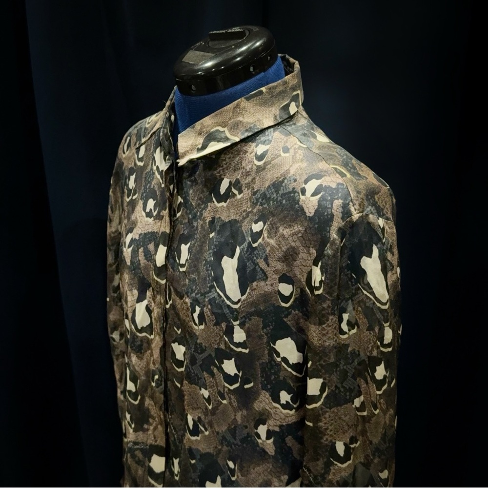 Just Cavalli Silk Sheer Reptile Print Blouse (M) - Picture 5 of 7